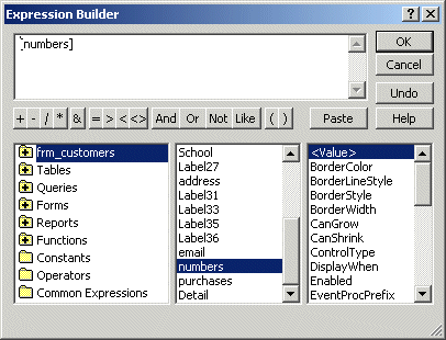 Expression builder