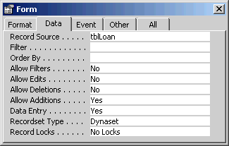 Form properties