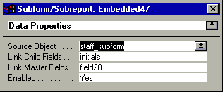 Subform properties